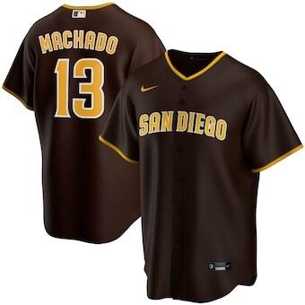Mens San Diego Padres Manny Machado Cool Base Replica Jersey Brown